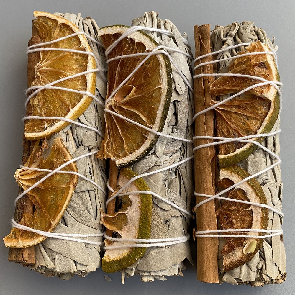4" White Sage Cinnamon & Orange