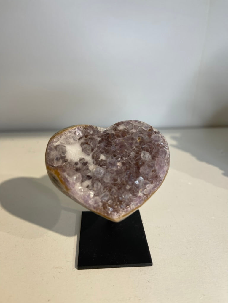 💖 Heart of Venus – Pink Amethyst Druzy Heart on Mount