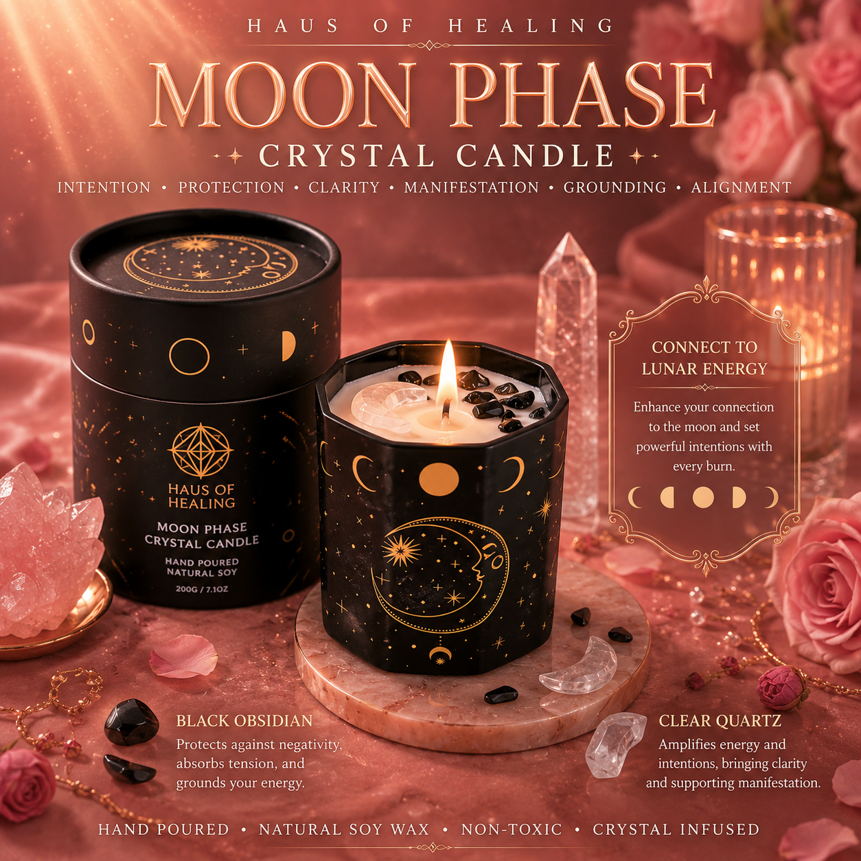 Moon Phase Crystal Candle