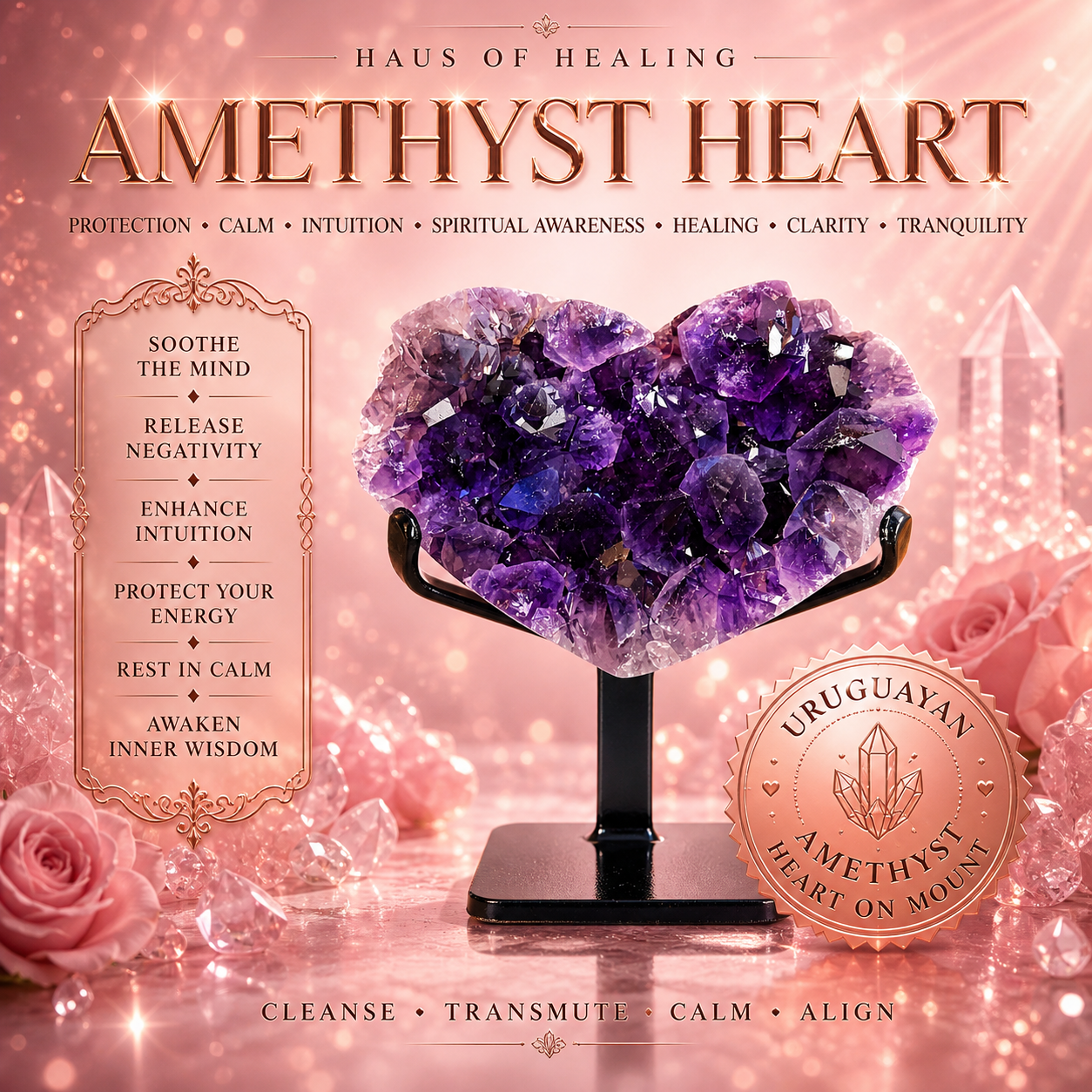 Amethyst On Mount Collection - Heart 1