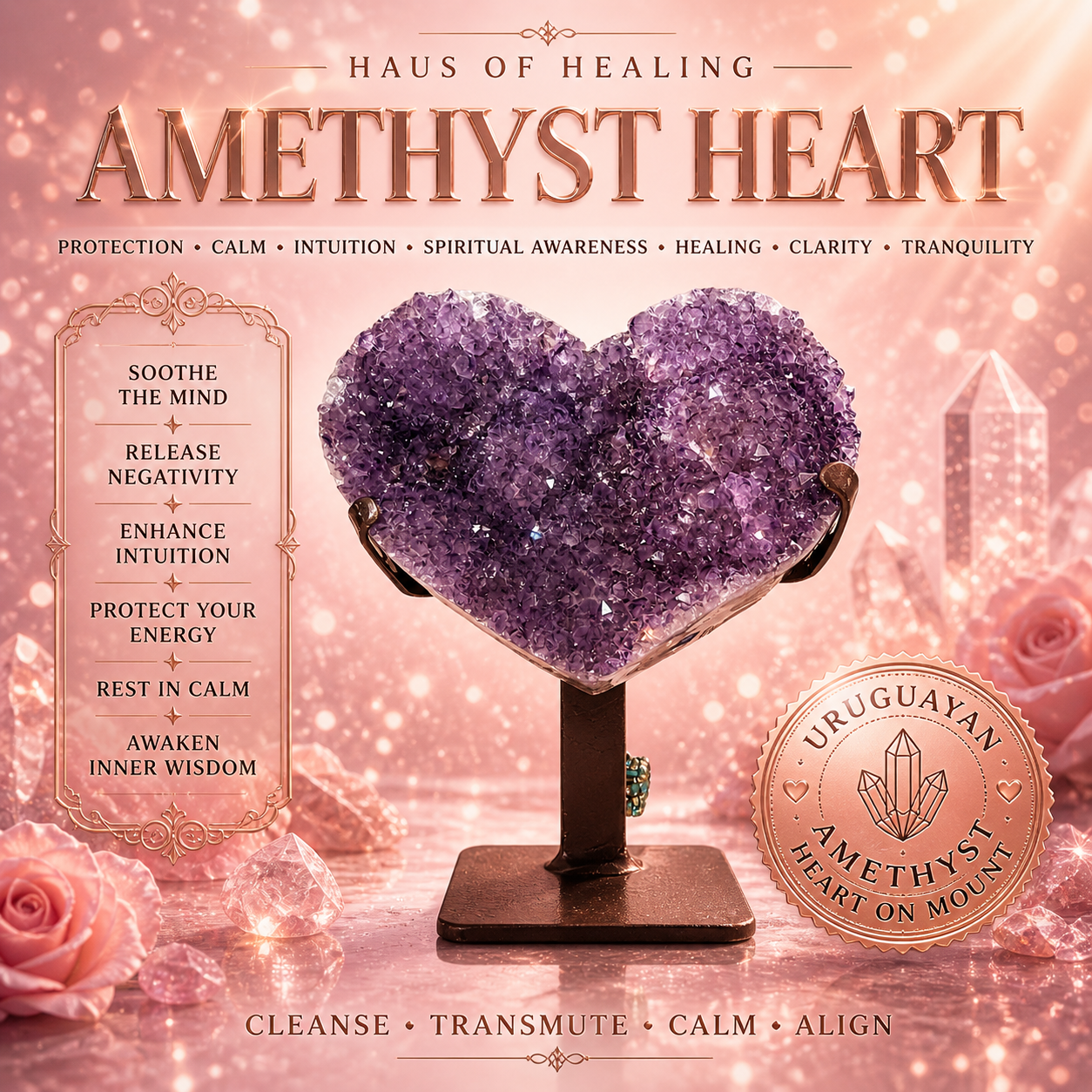 Amethyst On Mount Collection - Heart 2