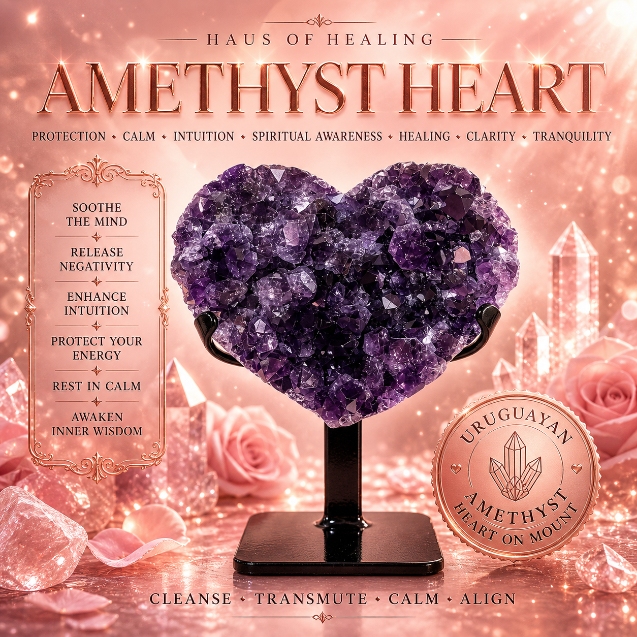 Amethyst On Mount Collection - Heart 3