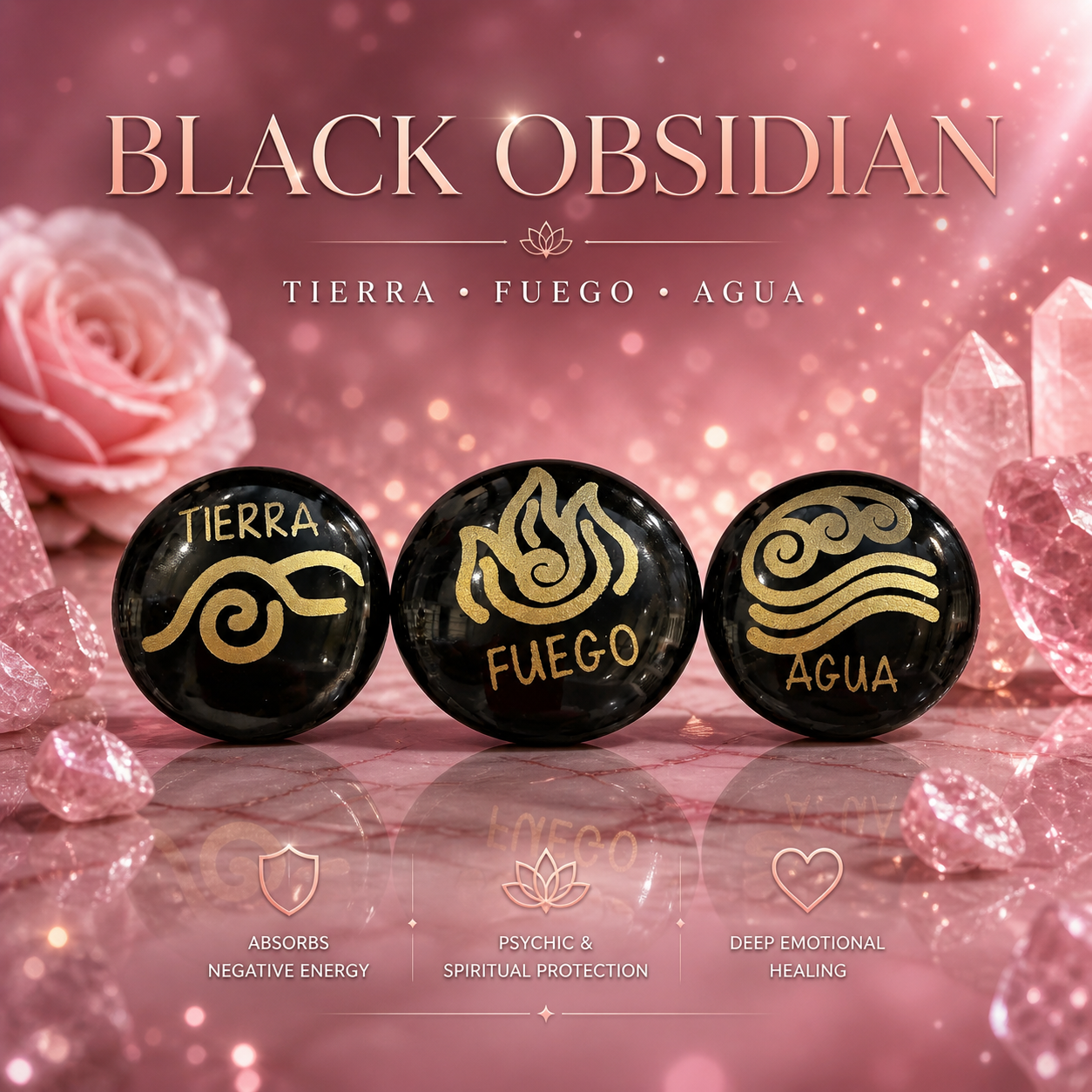 Black Obsidian Elements Palm Stones