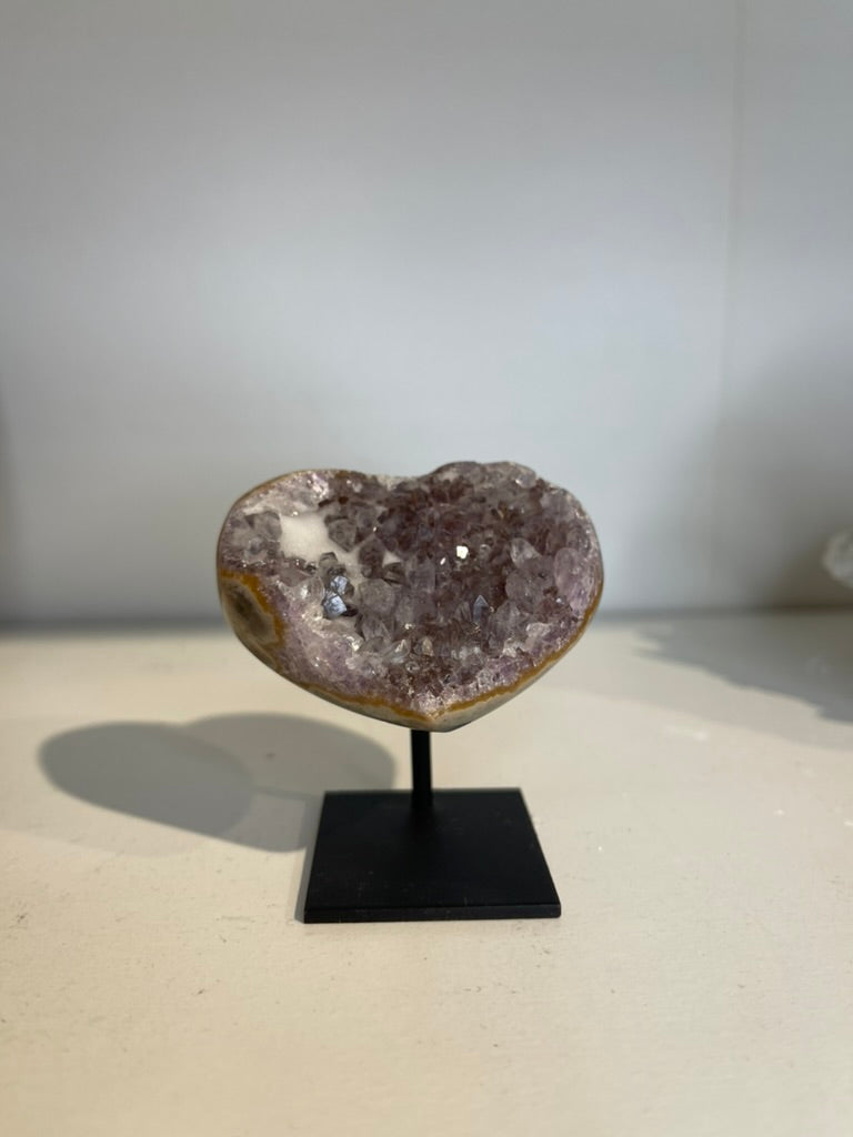 💖 Heart of Venus – Pink Amethyst Druzy Heart on Mount