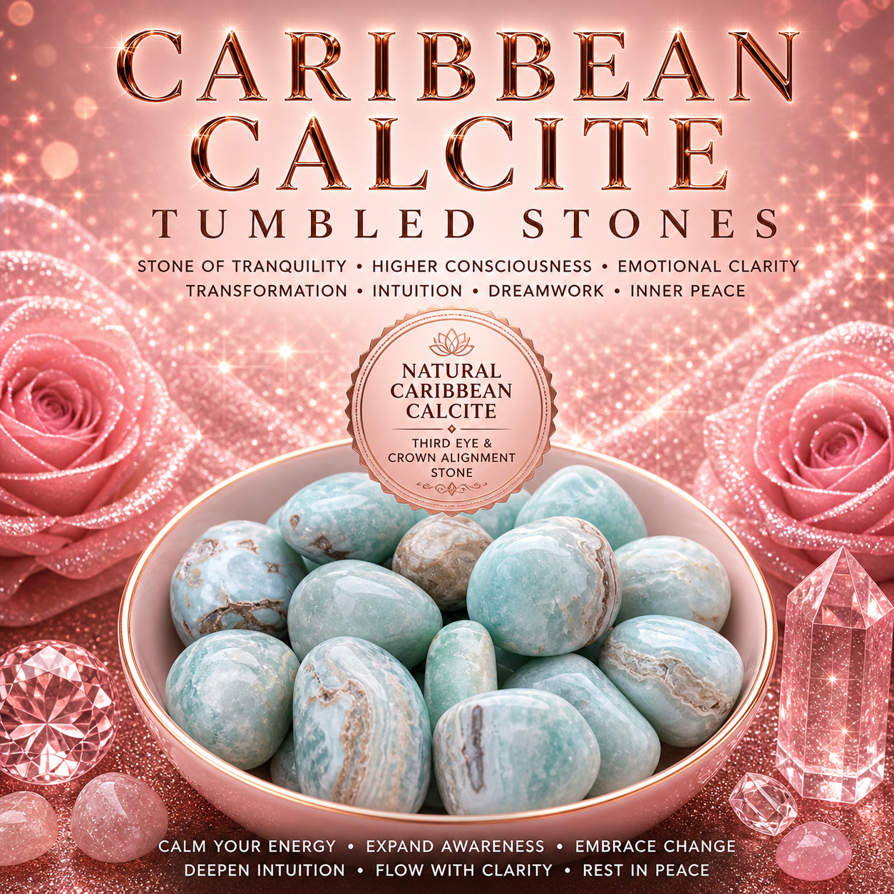 Caribbean Calcite Tumbled Stones