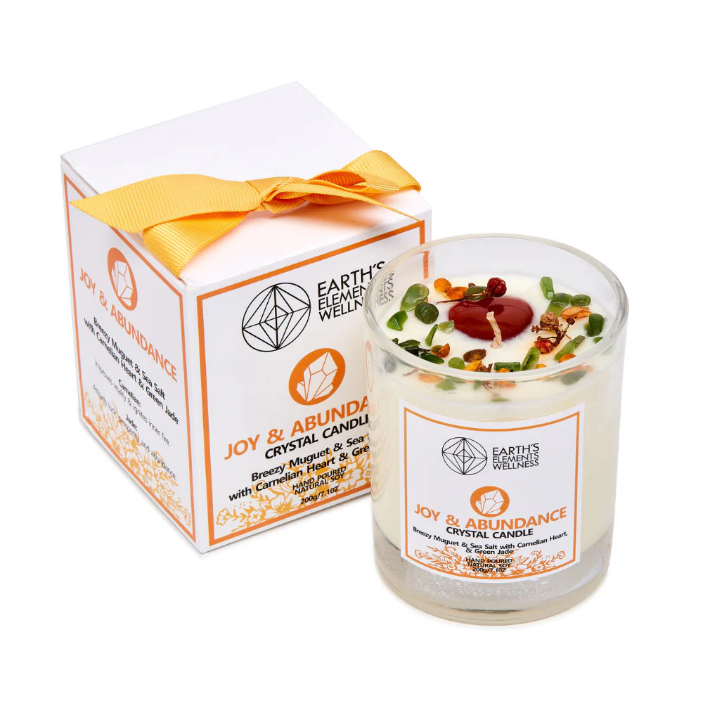 Joy & Abundance Crystal Candle 🧡✨