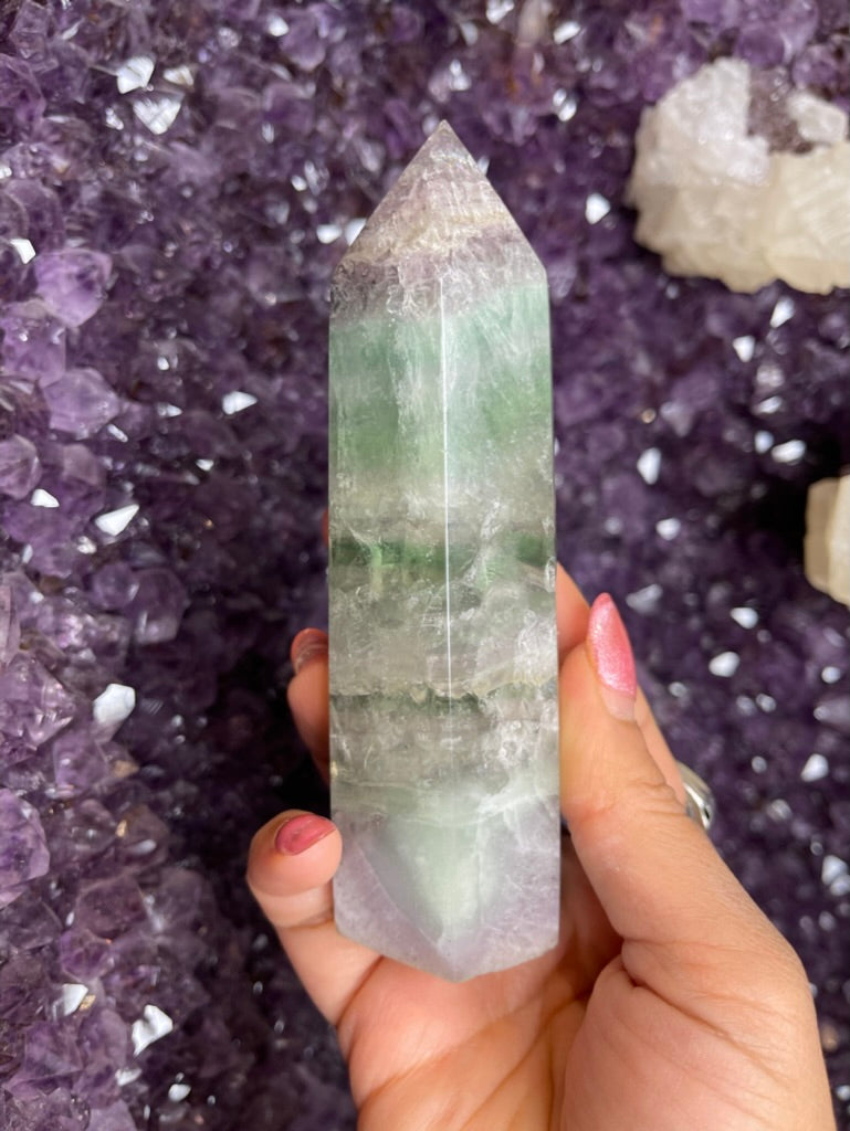 🌈 Prism of Clarity – Light Fluorite Rainbow Tower