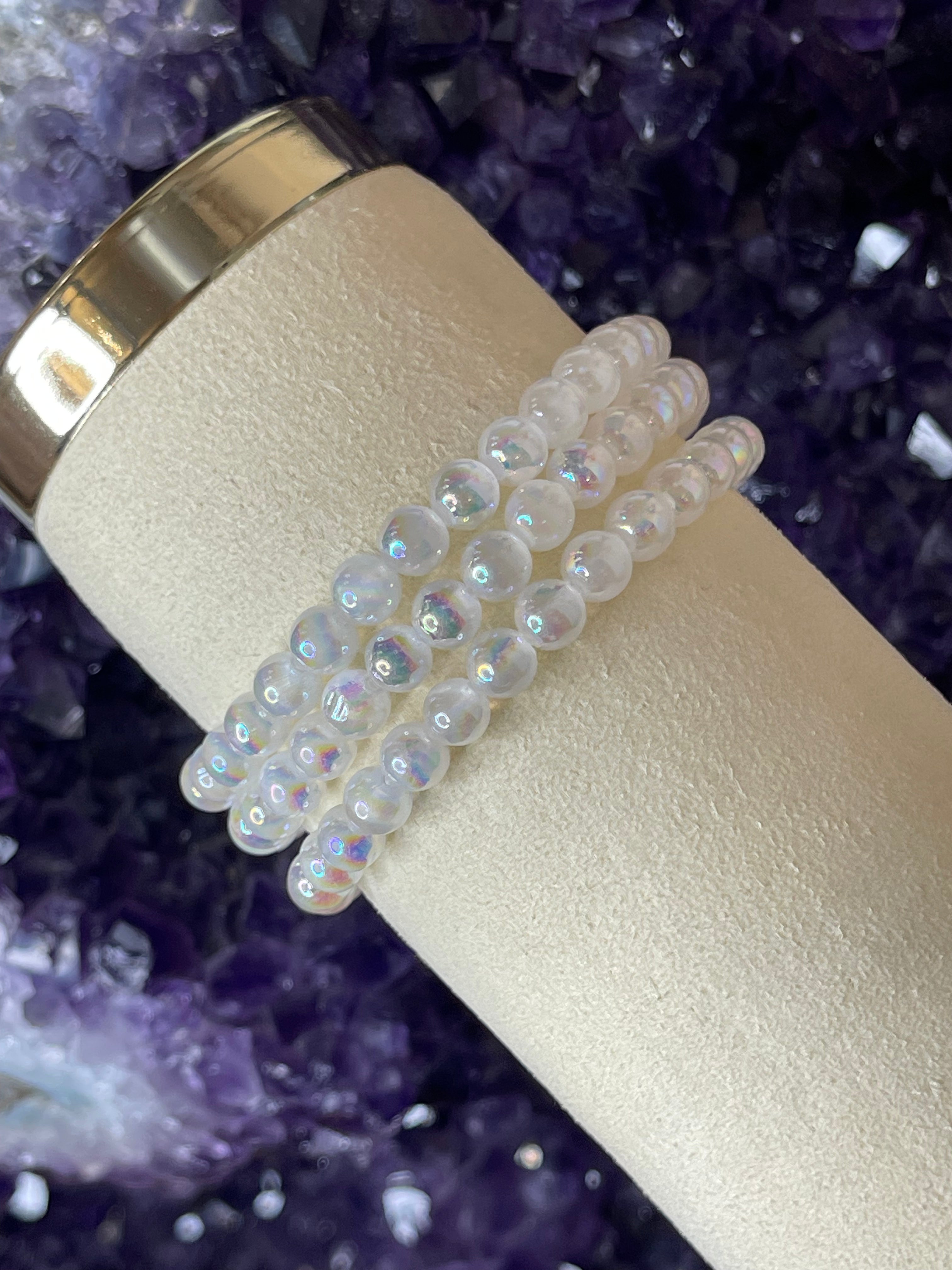 π€ Celestial Light Bracelet β Aura Selenite (6mm)