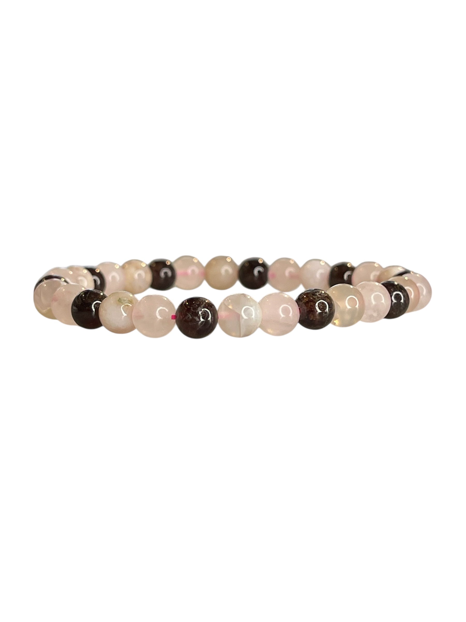 π Soul Mate Bracelet β Flower Agate, Rose Quartz & Garnet (6mm)