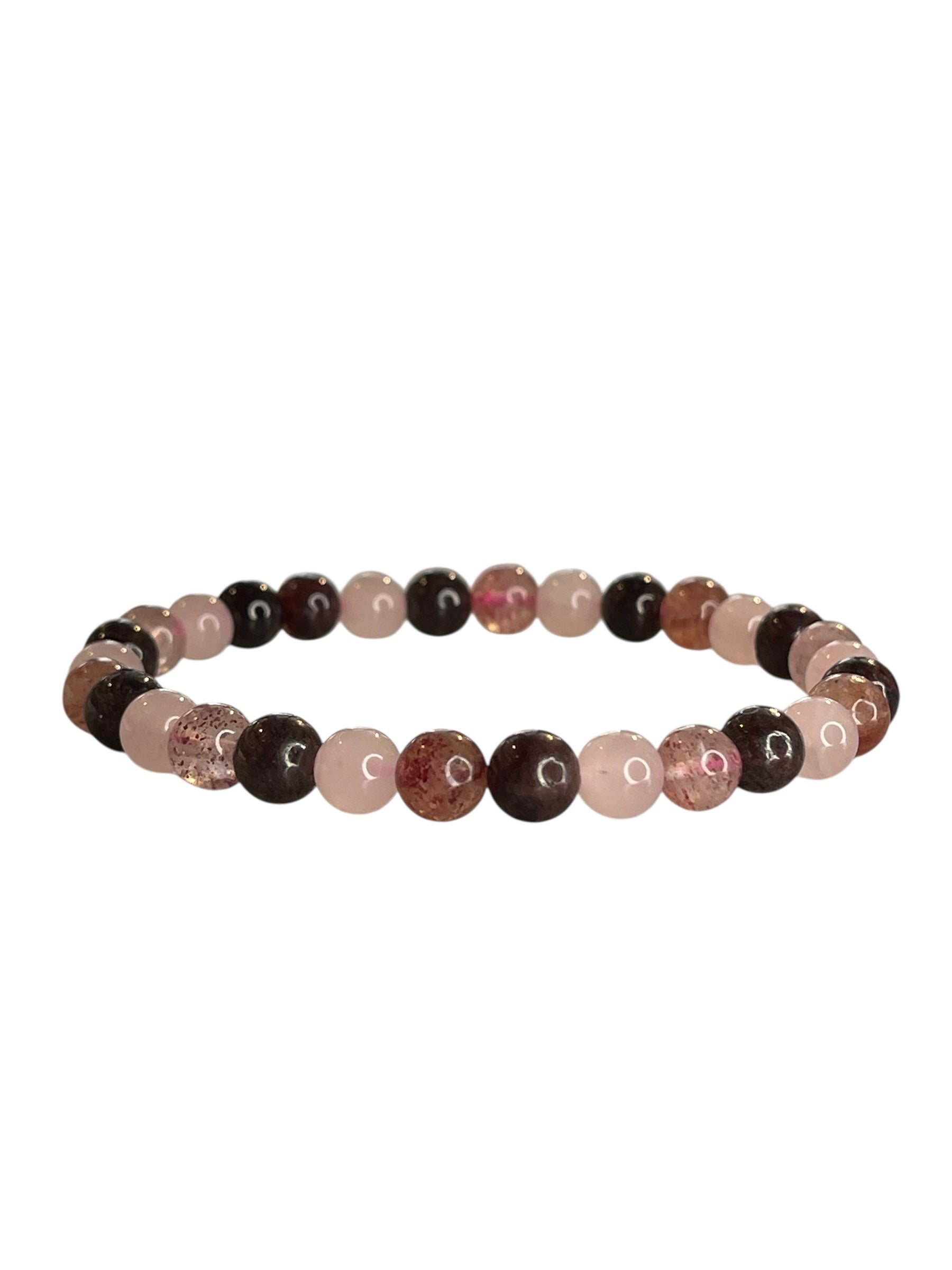 π Love Combo Bracelet β Strawberry Quartz, Garnet & Rose Quartz (6mm)