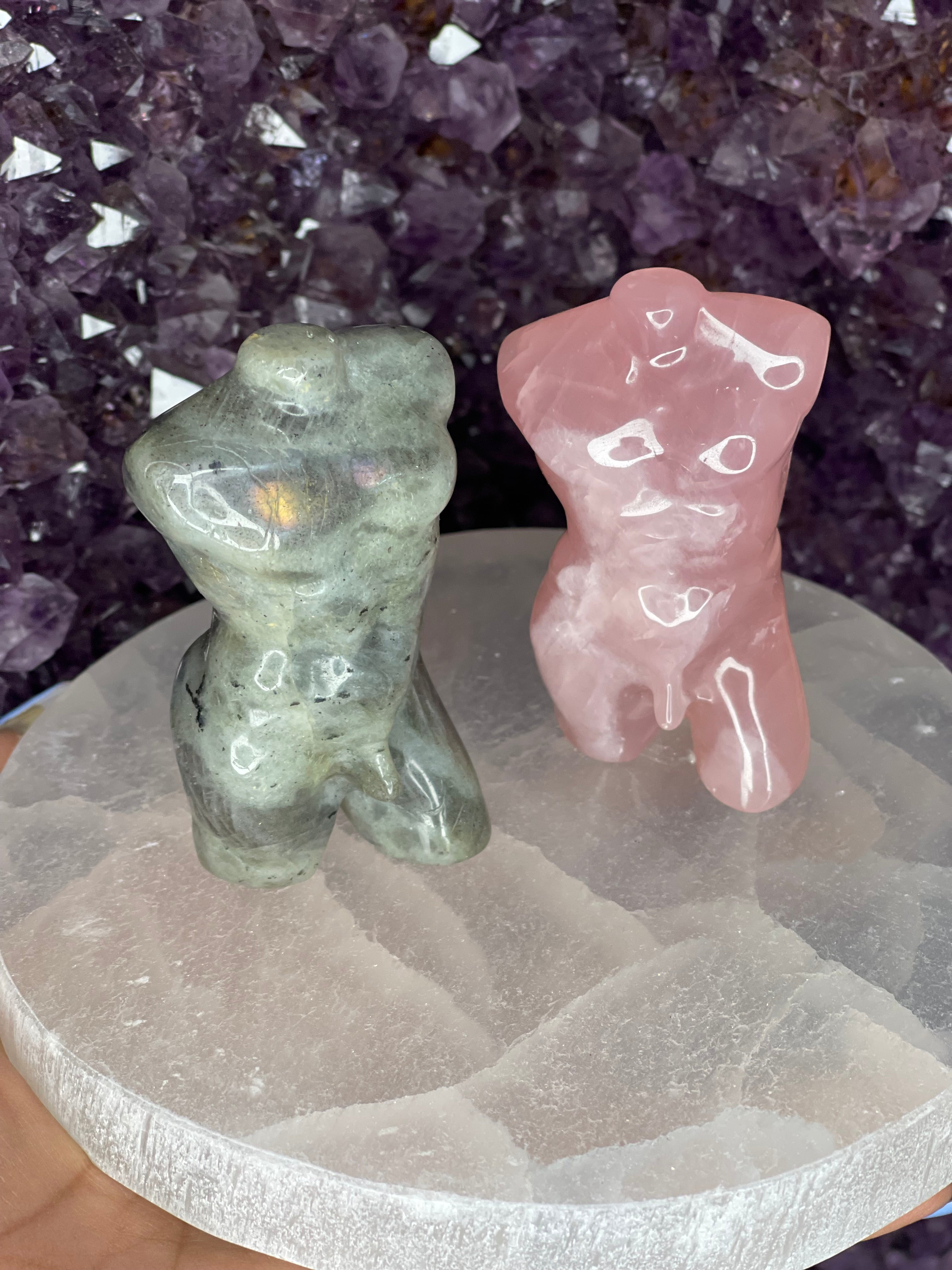 Divine Masculine Magnetism — Rose Quartz Carved Male Body