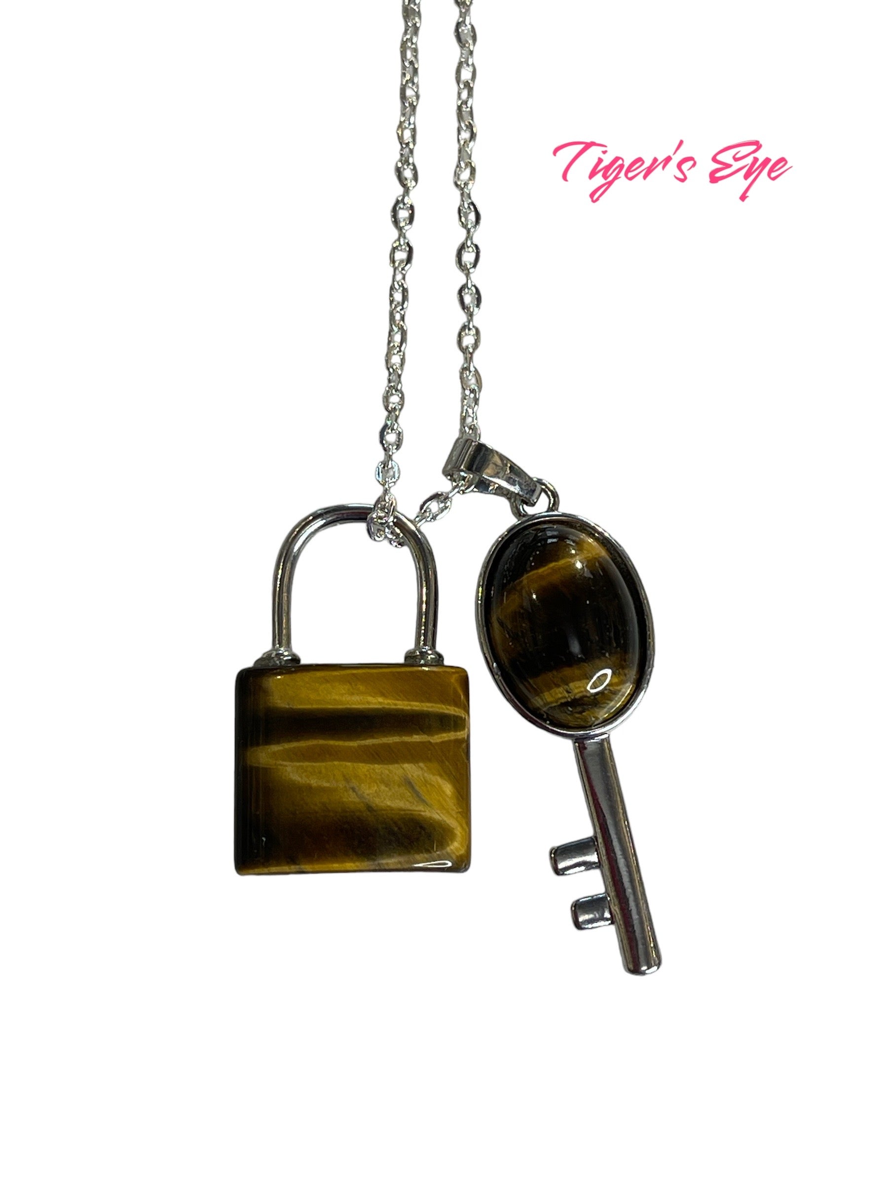 Gemstone Lock & Key Necklace