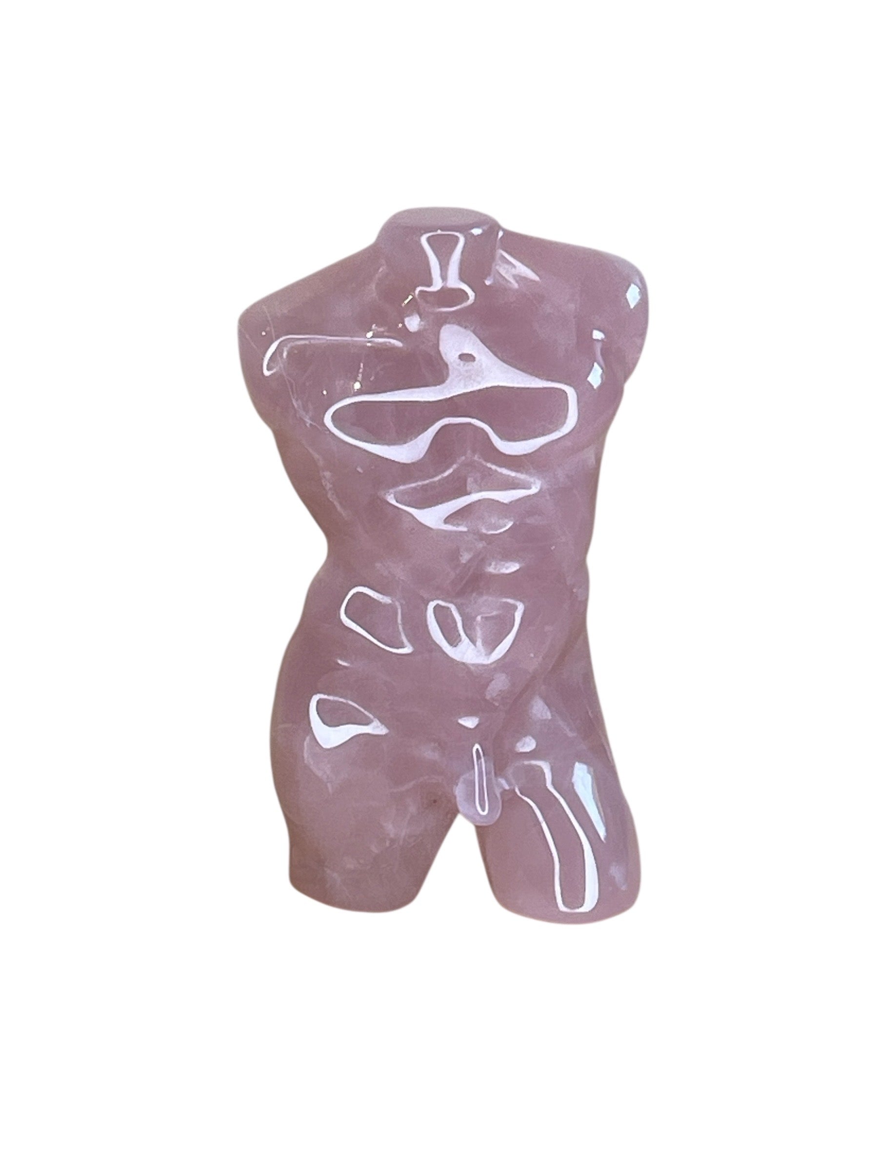 Divine Masculine Magnetism — Rose Quartz Carved Male Body
