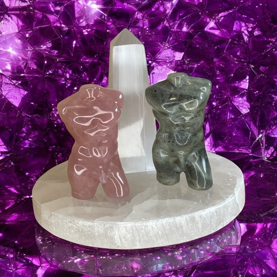 Divine Masculine Magnetism — Rose Quartz Carved Male Body