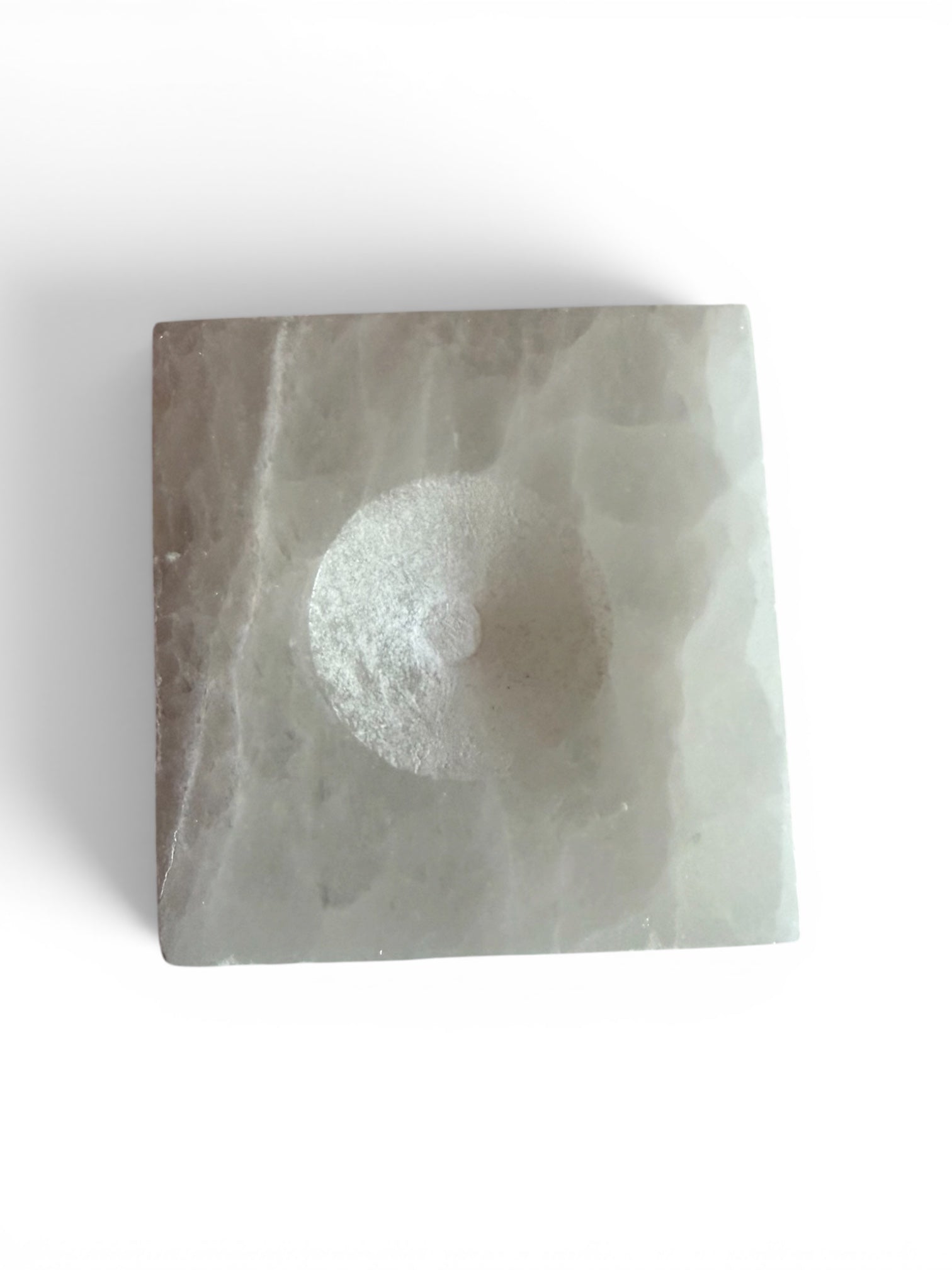 🤍 SELENITE PRESTIGE Square Sphere Holder – Medium