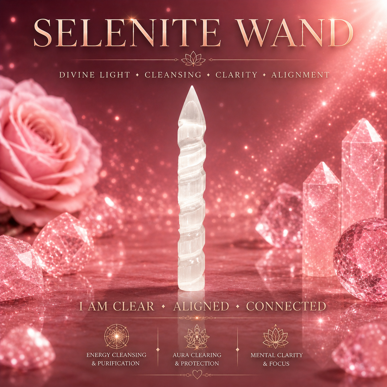 Selenite Spiral wand