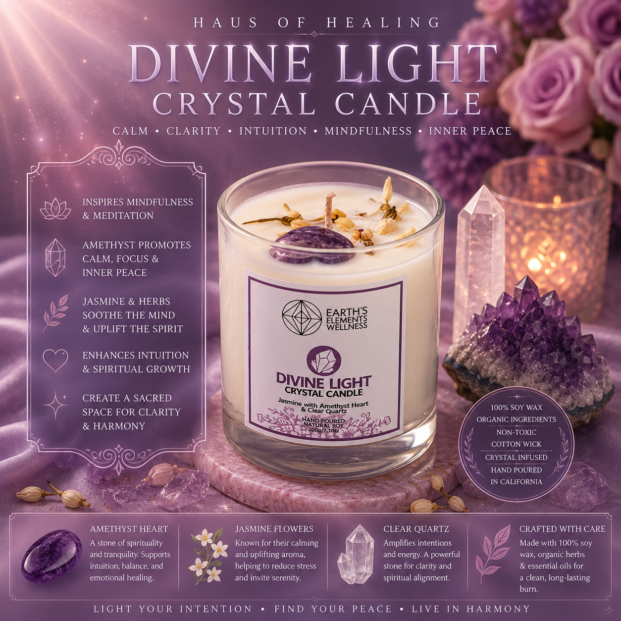 Divine Light Crystal Candle ✨