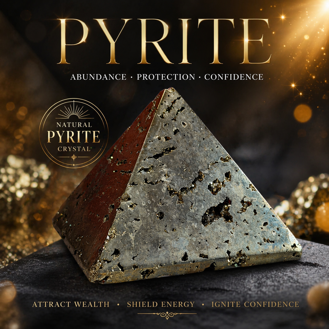 💎 Golden Abundance Pyrite Pyramid™ | Peruvian Wealth & Protection Stone