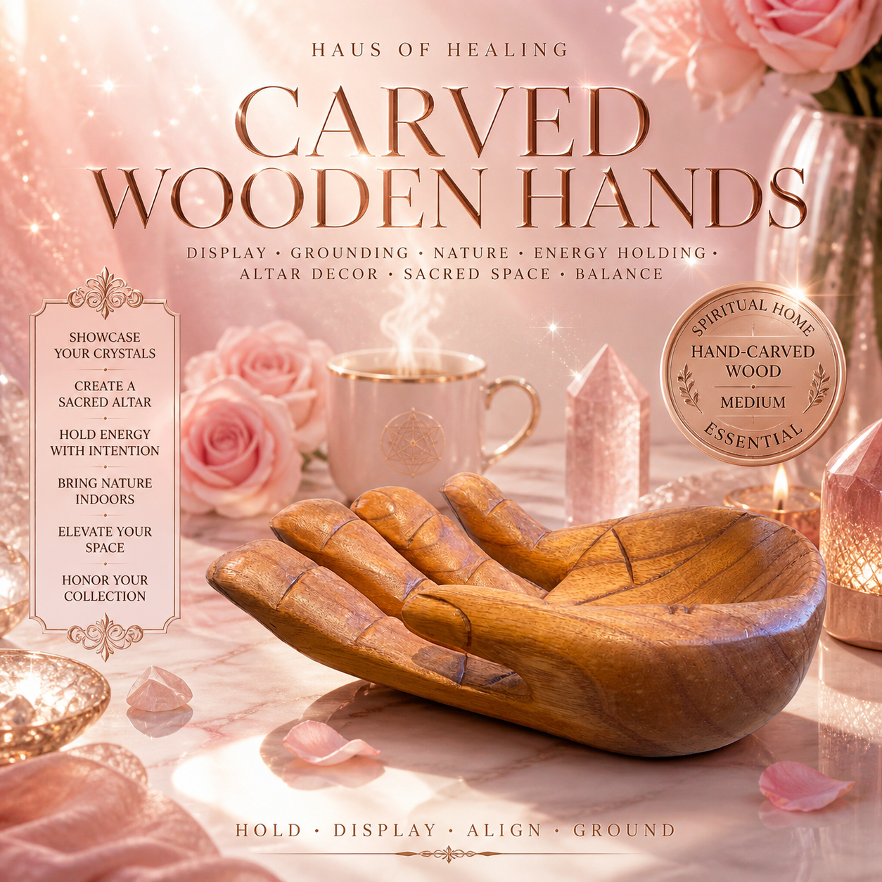 Carved Wooden Hands - Medium One Hand