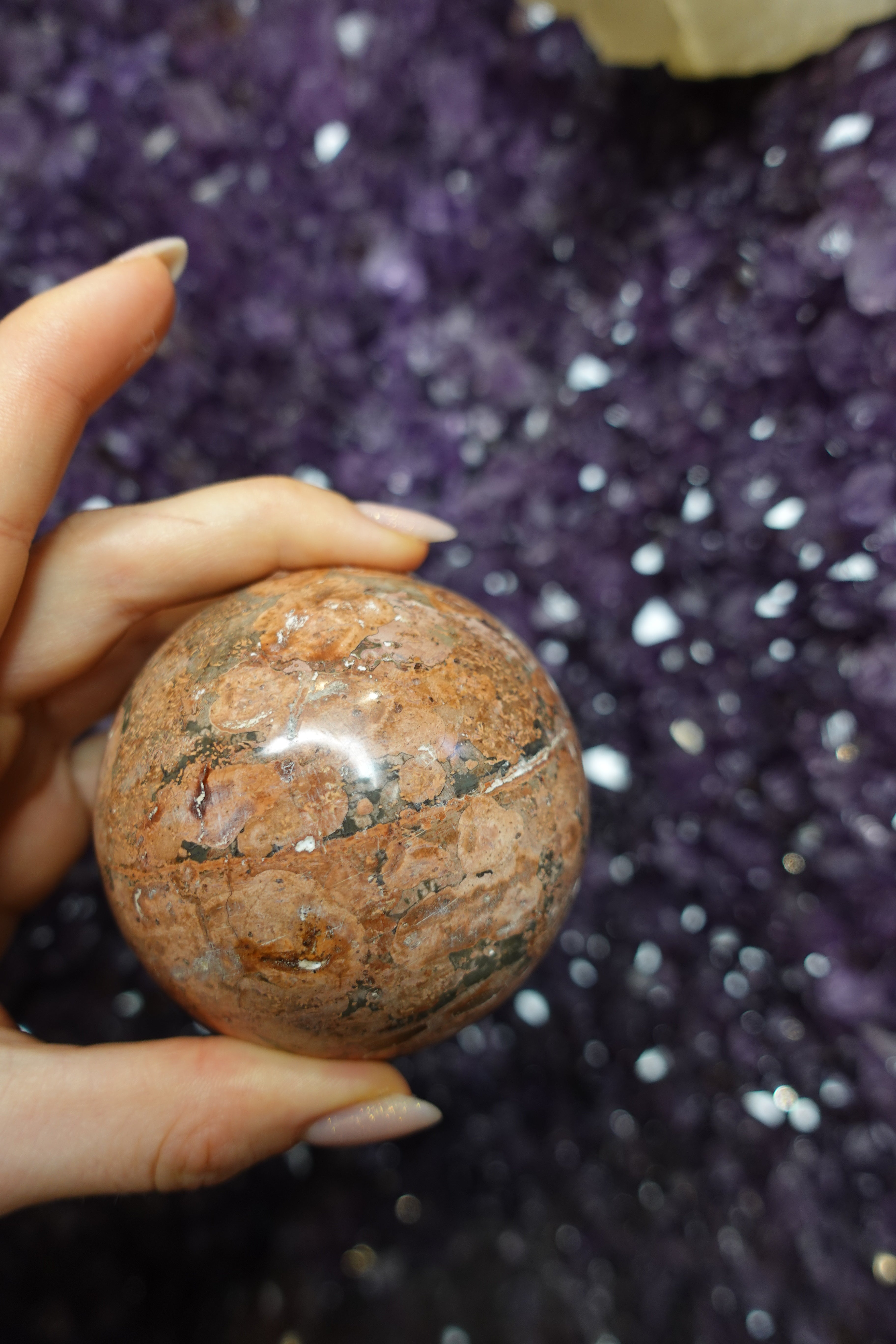 Fire Calcite Sphere With Fire Opal