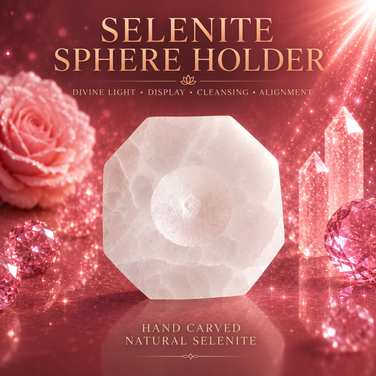 🤍 SELENITE ECLIPSE Hexagon Sphere Holder