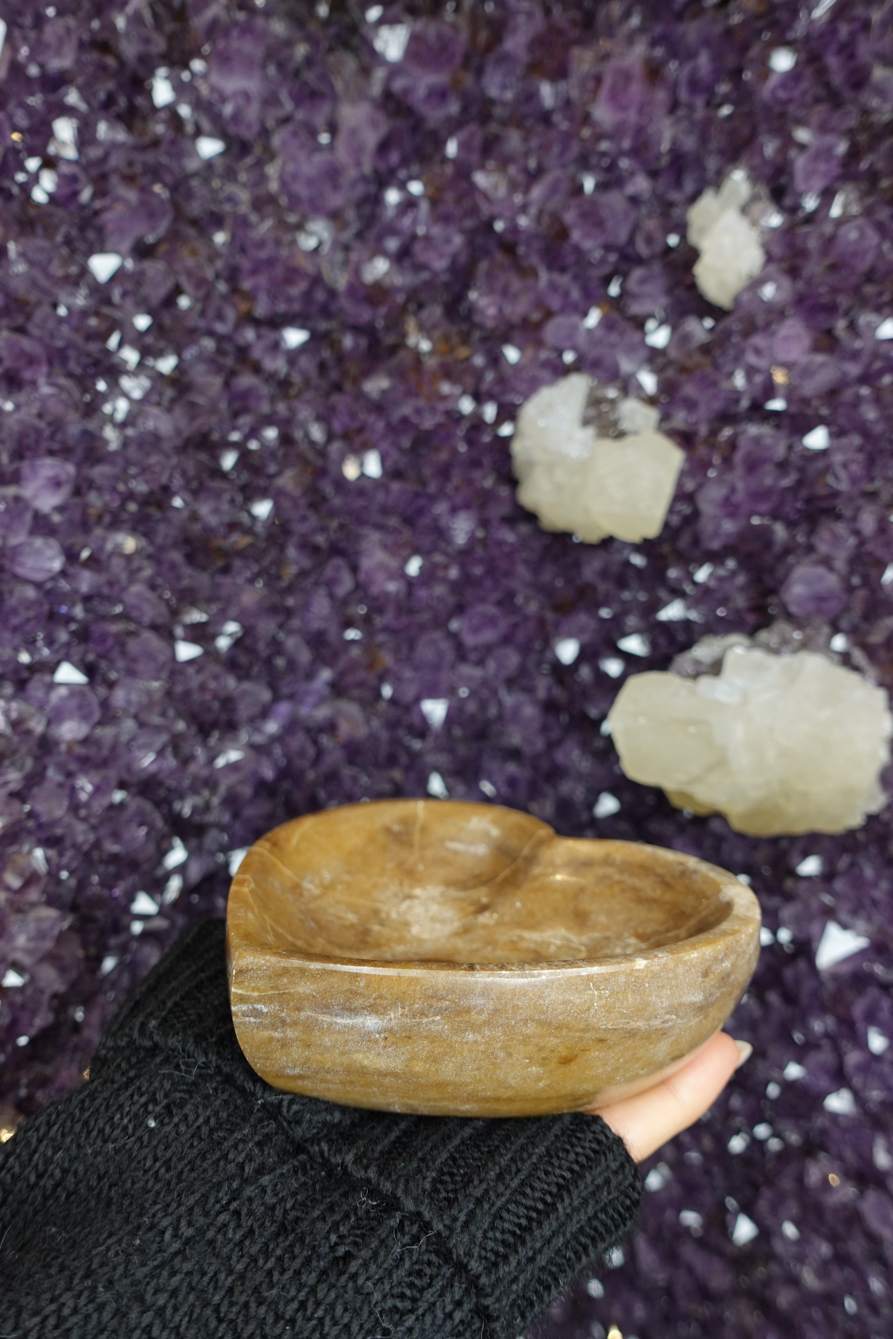 Chocolate Calcite Heart Bowl