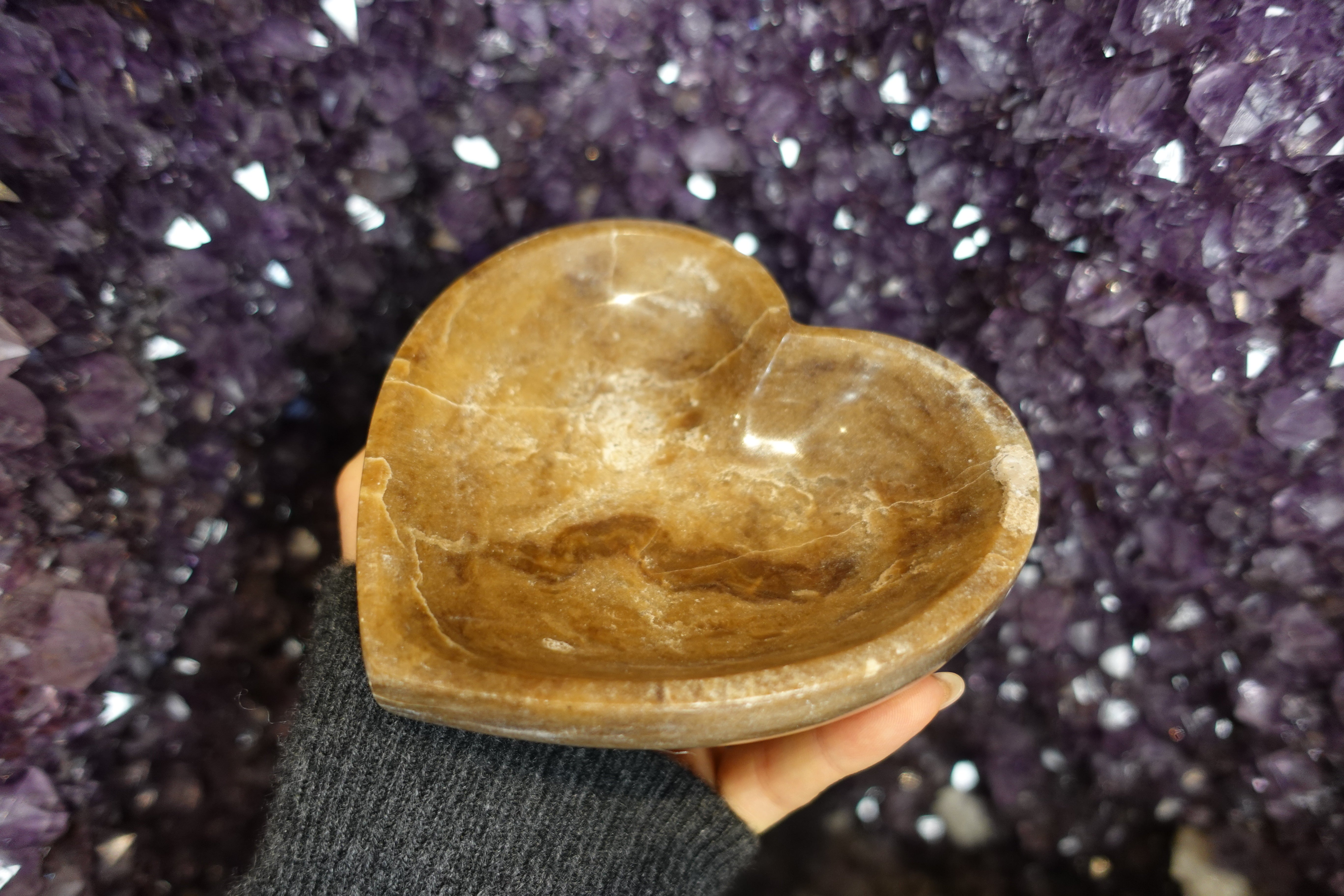 Chocolate Calcite Heart Bowl