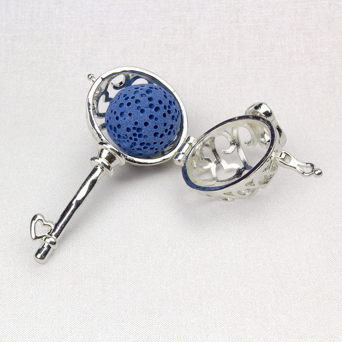 Key to my Heart Aromatherapy Enclosure Locket with Clay Diffuser Ball Set