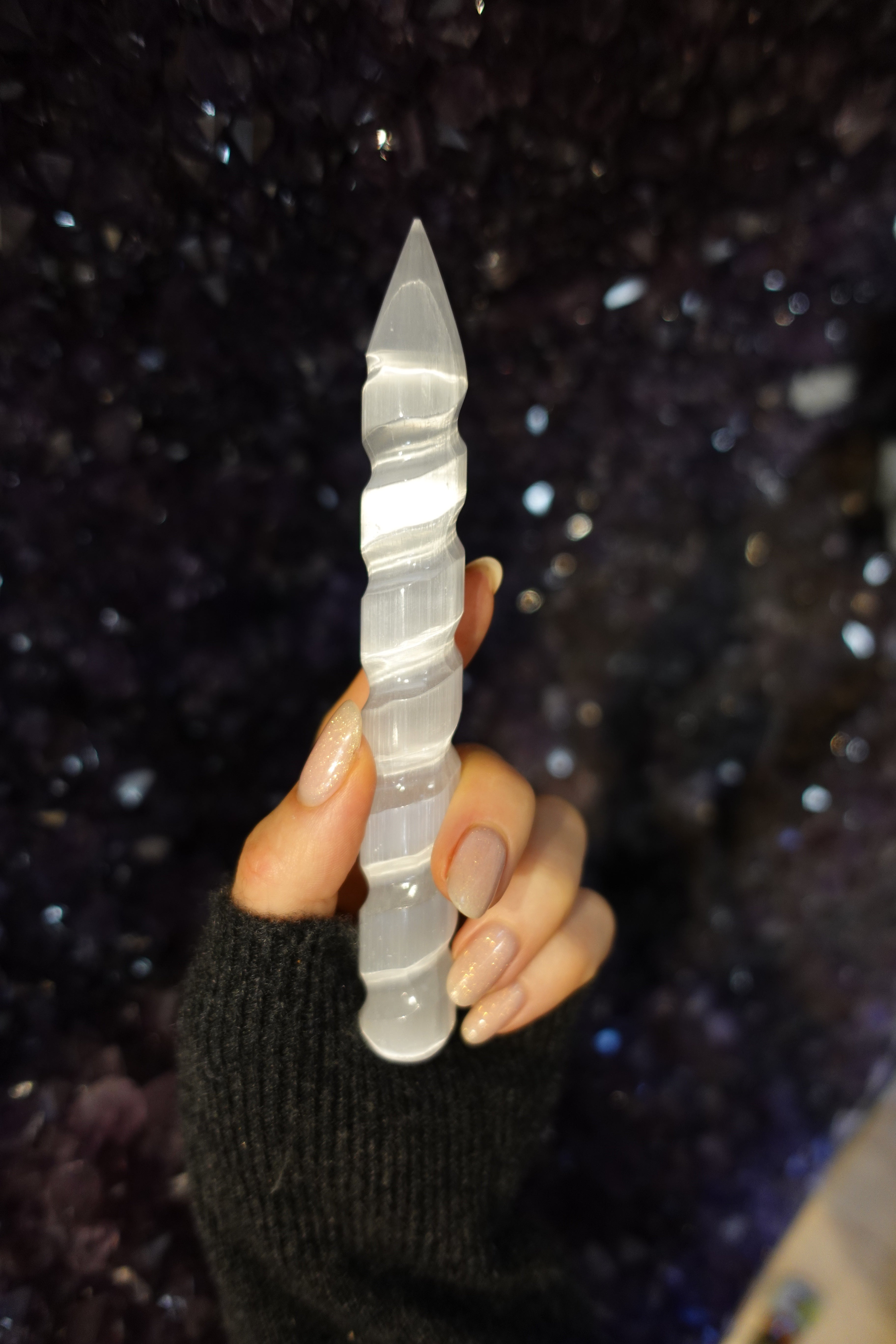Selenite Spiral wand