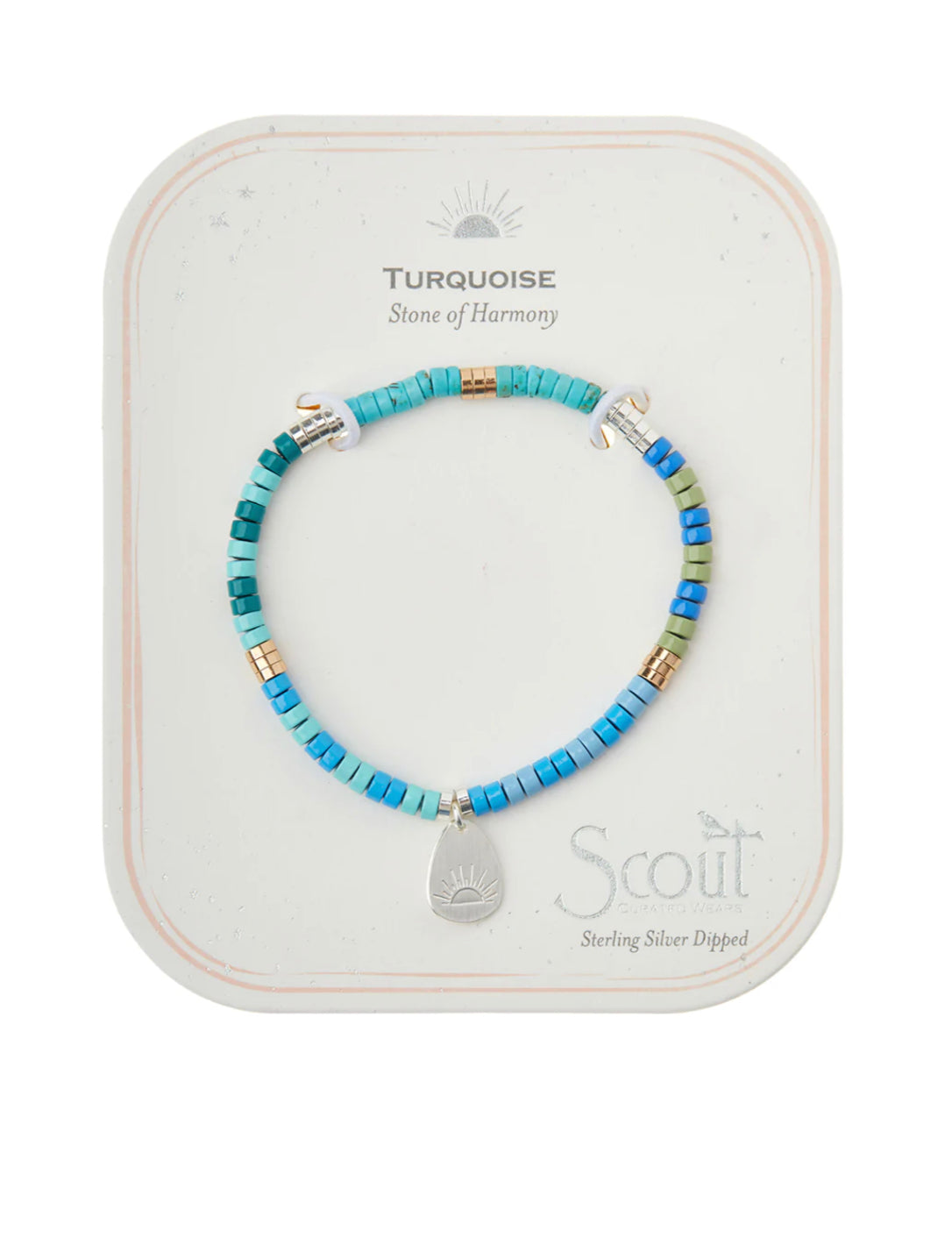 Intention Charm Bracelet - Turquoise/Silver/Gold - Stone of Harmony