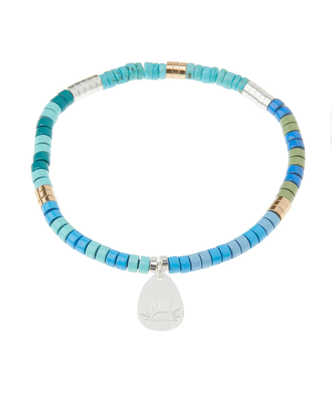 Intention Charm Bracelet - Turquoise/Silver/Gold - Stone of Harmony