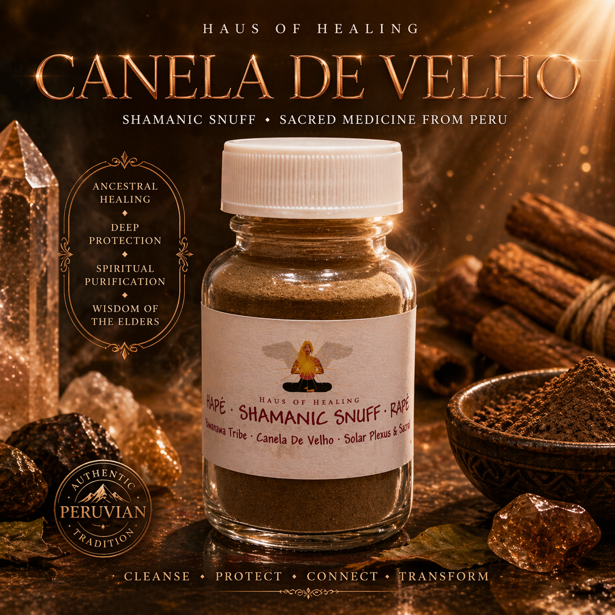 🌿 Canela de Velho Hapé — Yawanawá Tribe