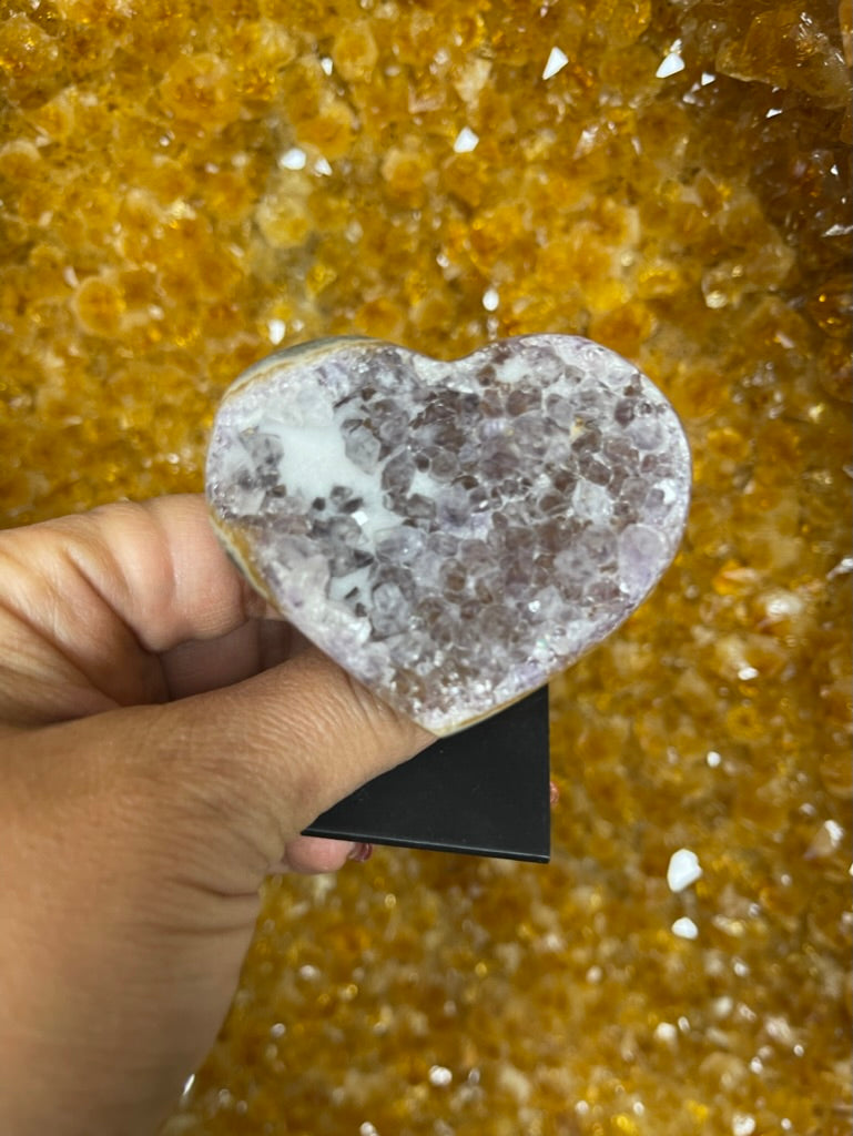 💖 Heart of Venus – Pink Amethyst Druzy Heart on Mount