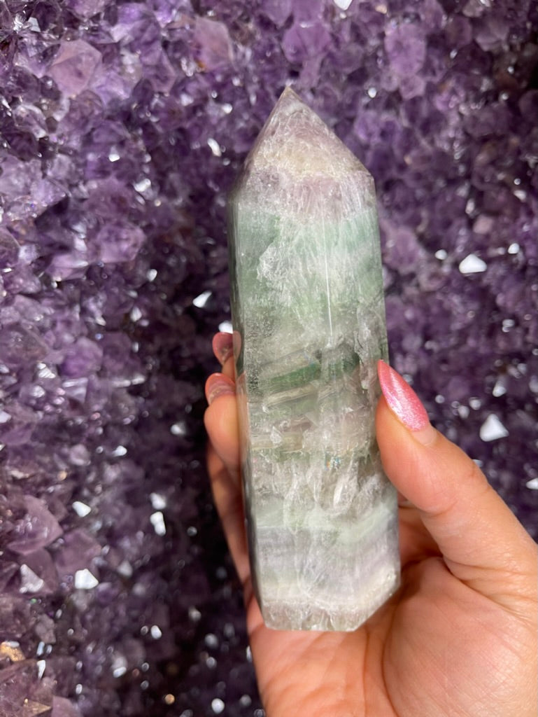 🌈 Prism of Clarity – Light Fluorite Rainbow Tower