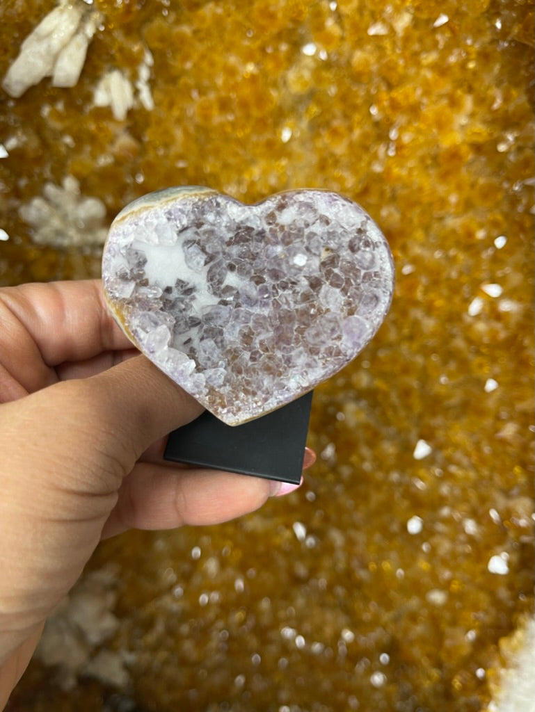 💖 Heart of Venus – Pink Amethyst Druzy Heart on Mount