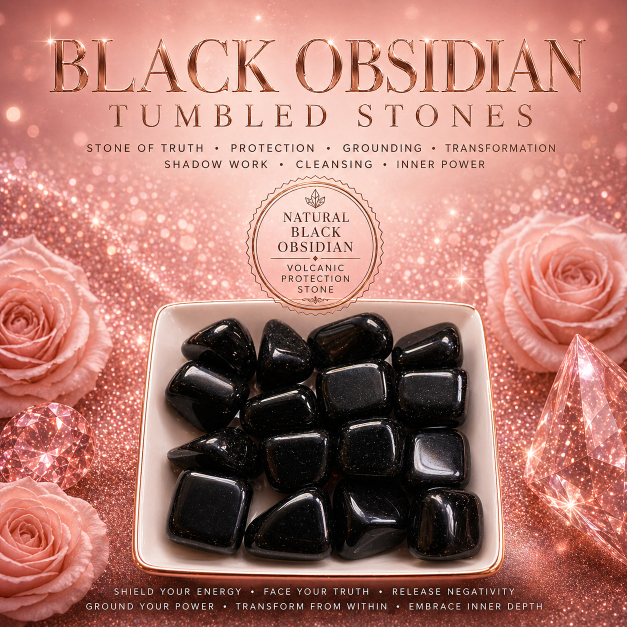 Black Obsidian Tumbled Stones