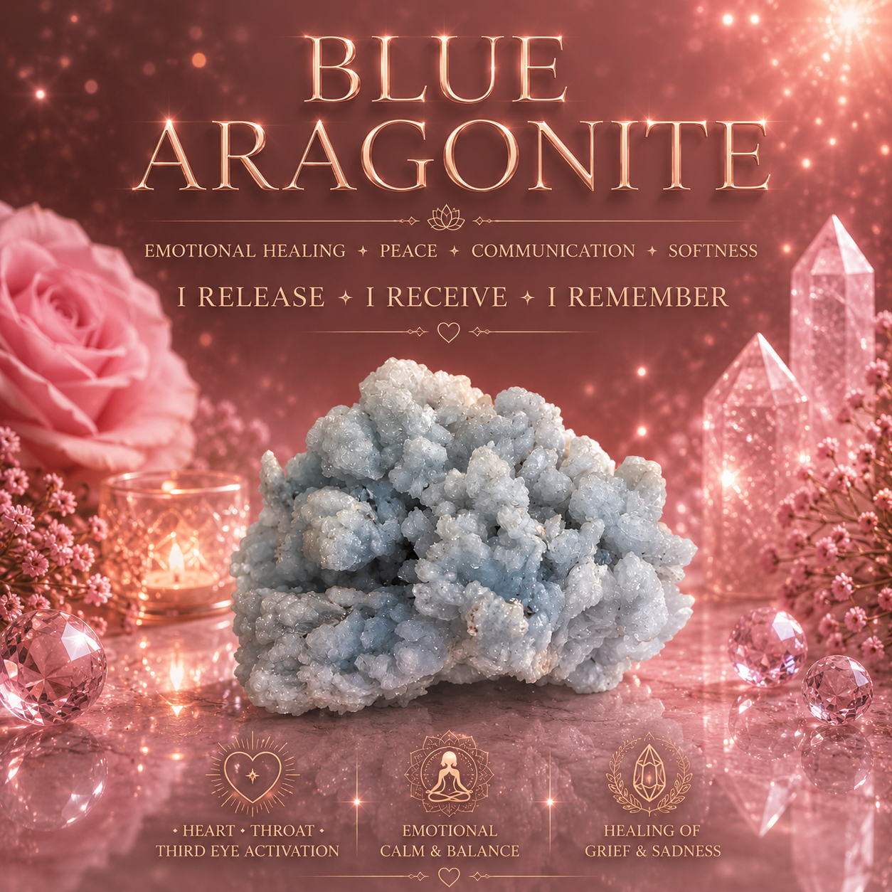 🌊 Ocean of Calm – Blue Aragonite from Mexico