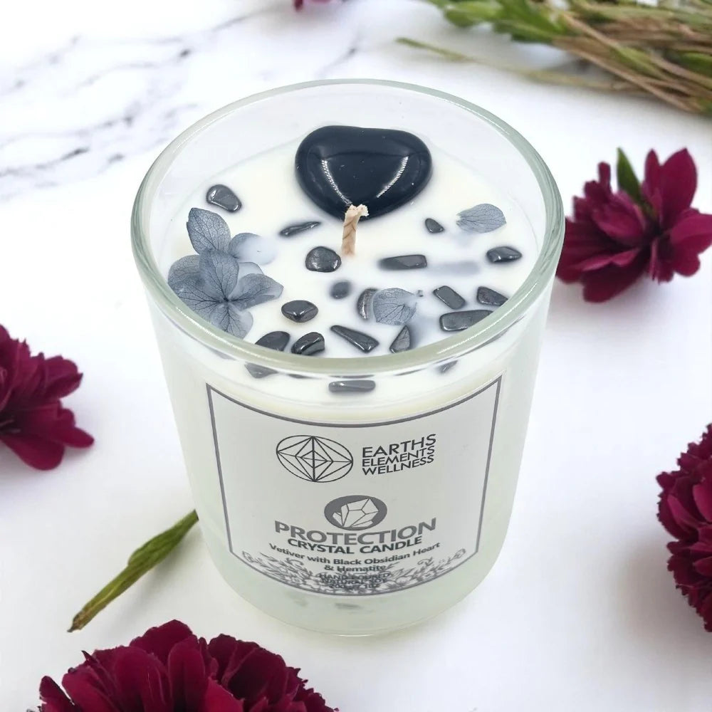 Protection Crystal Candle 🖤🩶