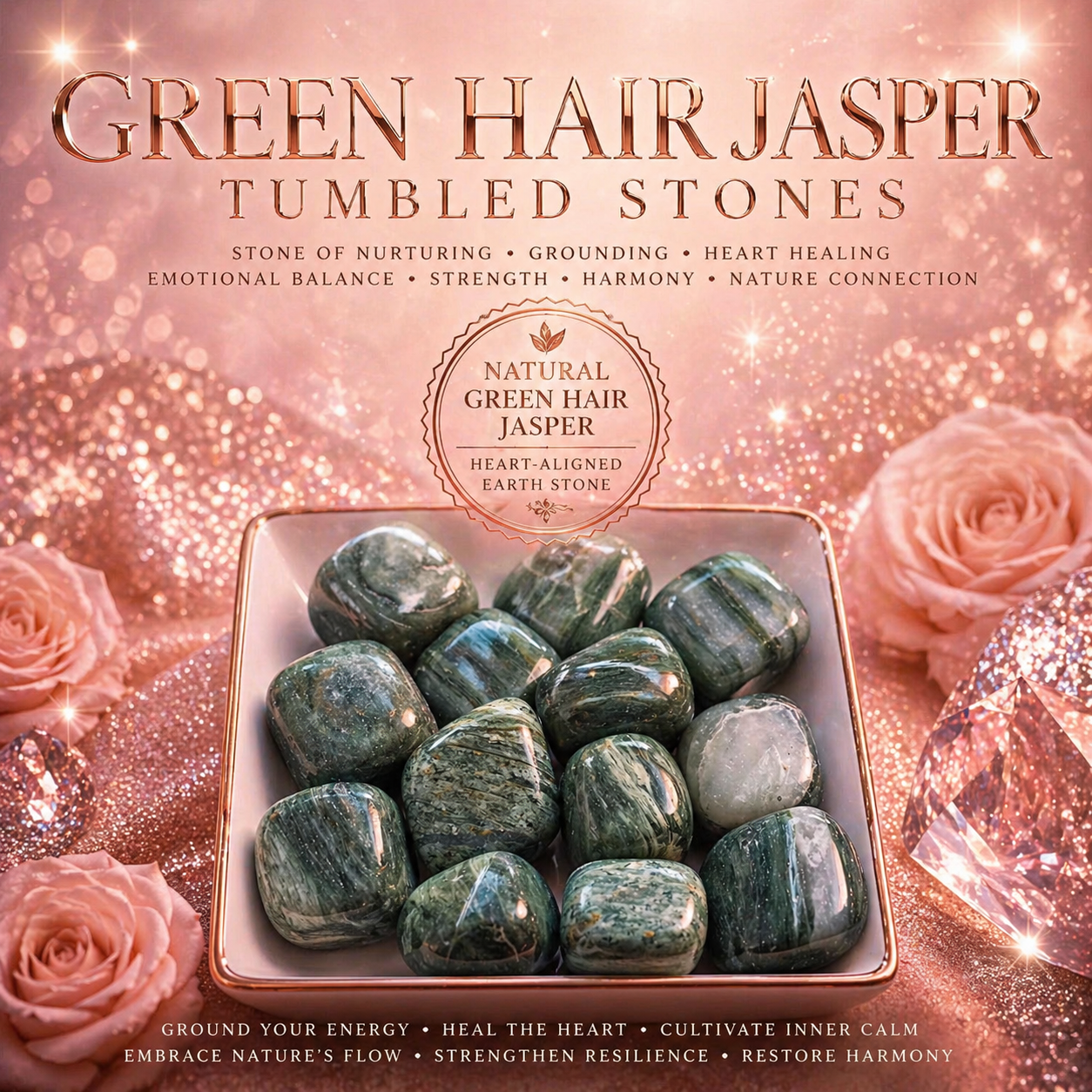 Green Hair Jasper Tumbled Stones