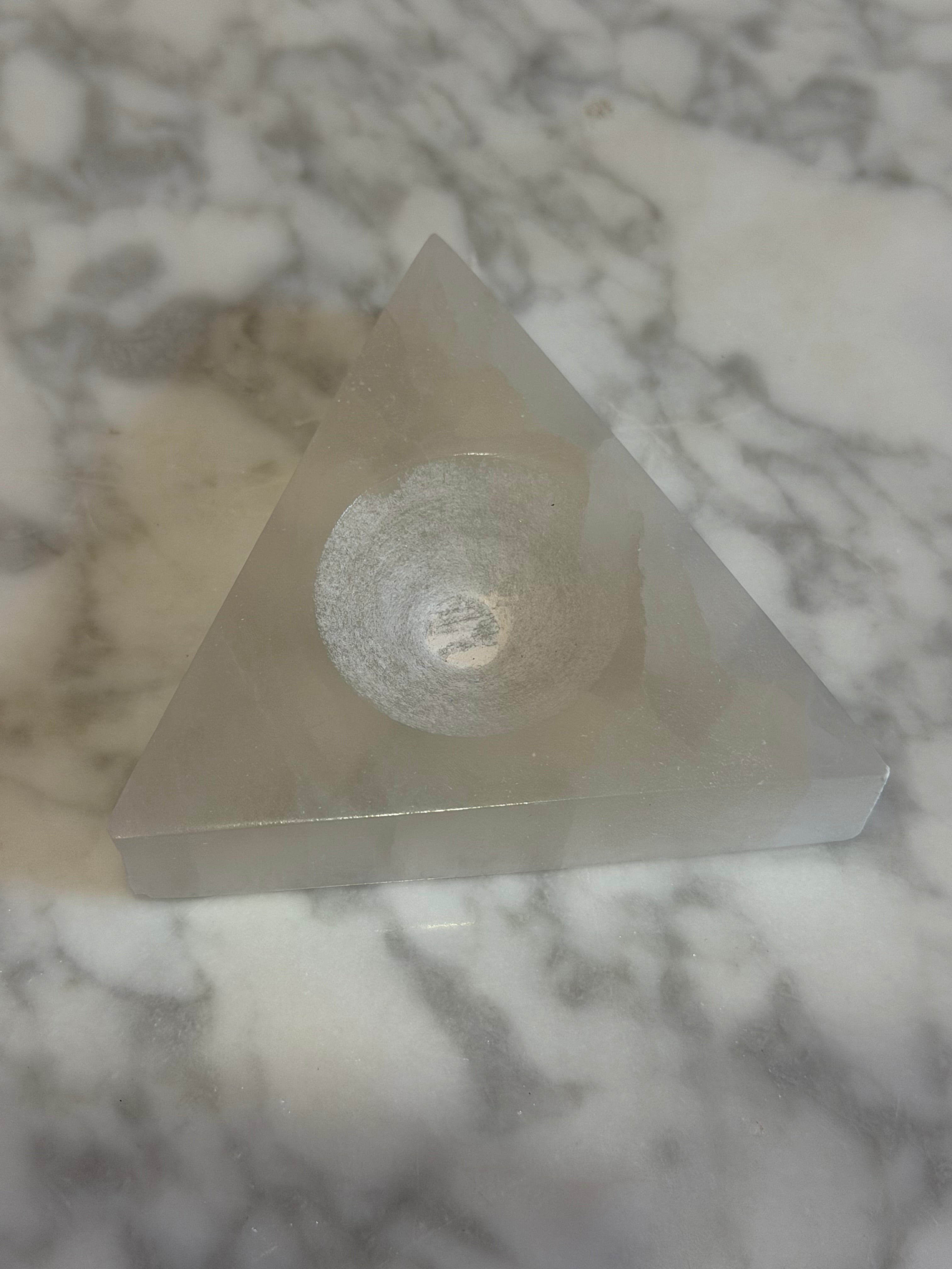 🤍 SELENITE TRINITY Triangle Sphere Holder