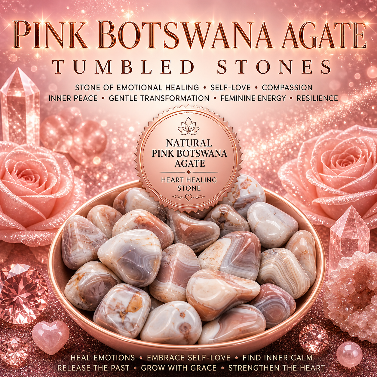 Pink Botswana Tumbled Stones