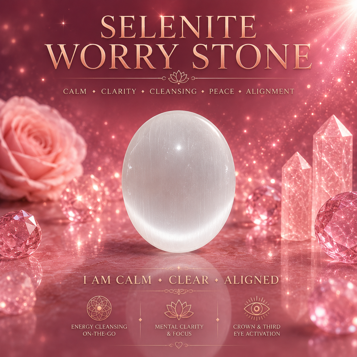 Selenite Worry Stone