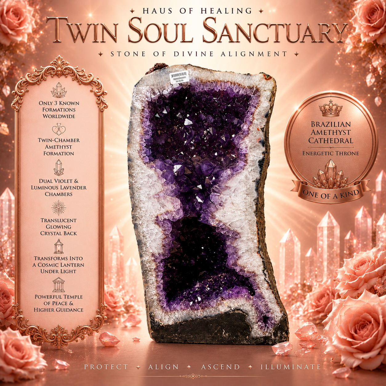 🌌 Amethyst Cathedral Geode – Twin Soul Sanctuary