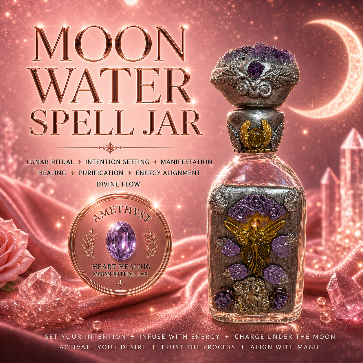 Magical Moon Water Spell Jar - Amethyst