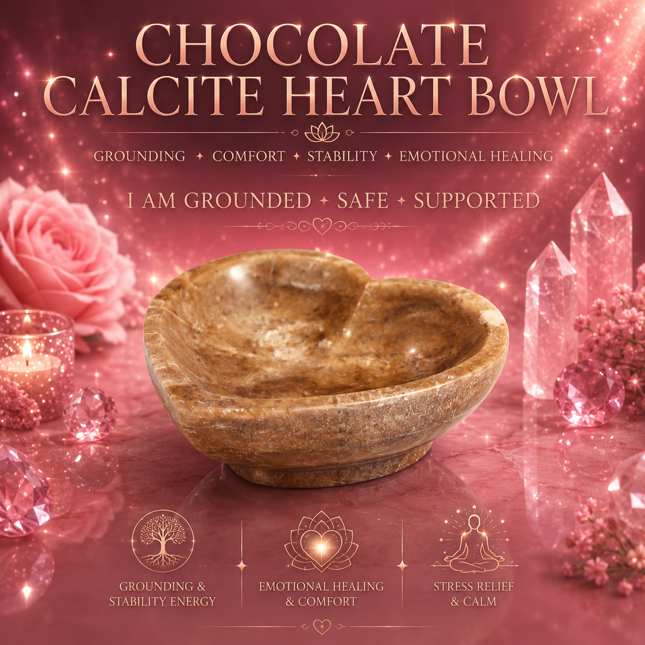 Chocolate Calcite Heart Bowl