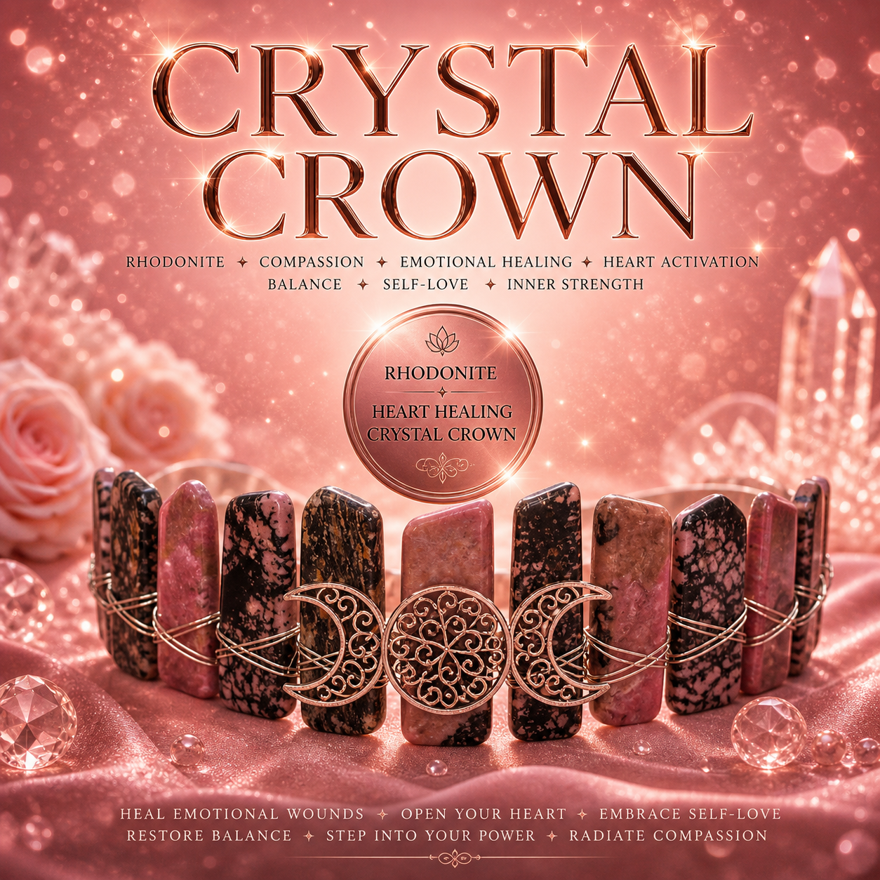 Crystal Crowns - Rhodonite