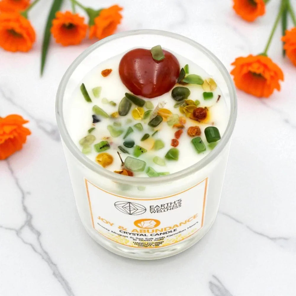 Joy & Abundance Crystal Candle 🧡✨